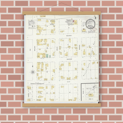 Old map wall art mockup — magnetic wood frame on brick wall — Sanborn Fire Insurance Map from Merrill, Saginaw County, Michigan (1899) - Complete Map Set