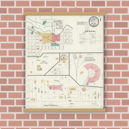 Old map wall art mockup — magnetic wood frame on brick wall — Sanborn Fire Insurance Map from Melrose, Stearns County, Minnesota (1900) - Complete Map Set