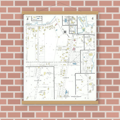 Old map wall art mockup — magnetic wood frame on brick wall — Sanborn Fire Insurance Map from Put-in-bay, Ottawa County, Ohio (1950), Sheet #0004