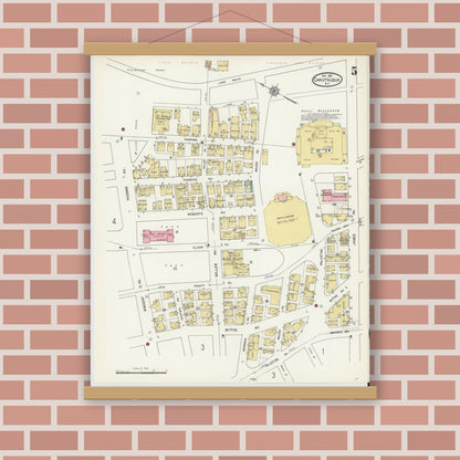Old map wall art mockup — magnetic wood frame on brick wall — Sanborn Fire Insurance Map from Chautauqua, Chautauqua County, New York (1912), Sheet #0005