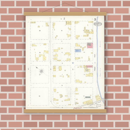 Old map wall art mockup — magnetic wood frame on brick wall — Sanborn Fire Insurance Map from Crescent City, Del Norte County, California (1903), Sheet #0003