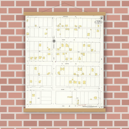 Old map wall art mockup — magnetic wood frame on brick wall — Sanborn Fire Insurance Map from El Centro, Imperial County, California (1922), Sheet #0002