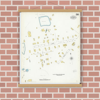 Old map wall art mockup — magnetic wood frame on brick wall — Sanborn Fire Insurance Map from Red Jacket, Houghton County, Michigan (1908), Sheet #0030
