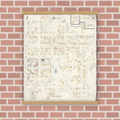 Old map wall art mockup — magnetic wood frame on brick wall — Sanborn Fire Insurance Map from Viroqua, Vernon County, Wisconsin (1949), Sheet #0005