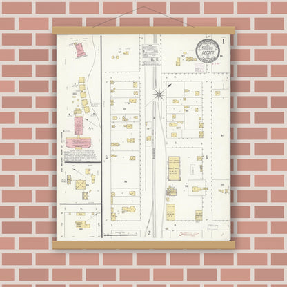 Old map wall art mockup — magnetic wood frame on brick wall — Sanborn Fire Insurance Map from Decota, Alameda County, California (1908) - Complete Map Set