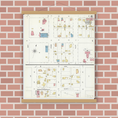 Old map wall art mockup — magnetic wood frame on brick wall — Sanborn Fire Insurance Map from Shakopee, Scott County, Minnesota (1902), Sheet #0006