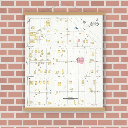 Old map wall art mockup — magnetic wood frame on brick wall — Sanborn Fire Insurance Map from Heron Lake, Jackson County, Minnesota (1926), Sheet #0003