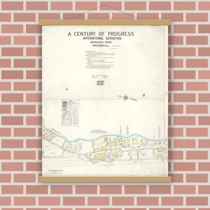 Old map wall art mockup — magnetic wood frame on brick wall — Sanborn Fire Insurance Map from Chicago, Cook County, Illinois (Unknown), Sheet #0003