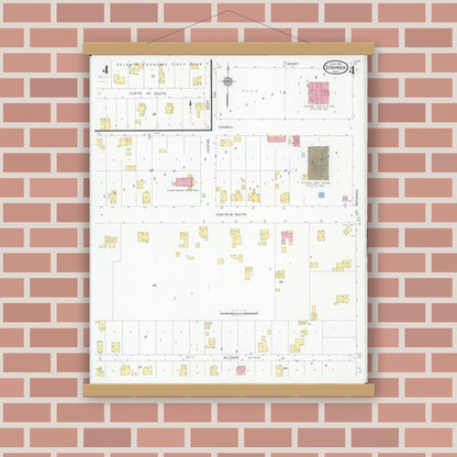 Old map wall art mockup — magnetic wood frame on brick wall — Sanborn Fire Insurance Map from Stryker, Williams County, Ohio (1930), Sheet #0004