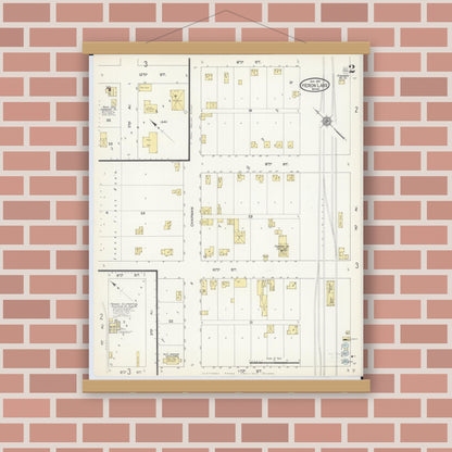 Old map wall art mockup — magnetic wood frame on brick wall — Sanborn Fire Insurance Map from Heron Lake, Jackson County, Minnesota (1913), Sheet #0002