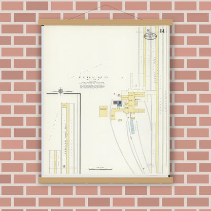 Old map wall art mockup — magnetic wood frame on brick wall — Sanborn Fire Insurance Map from Boyne City, Charlevoix County, Michigan (1911), Sheet #0014