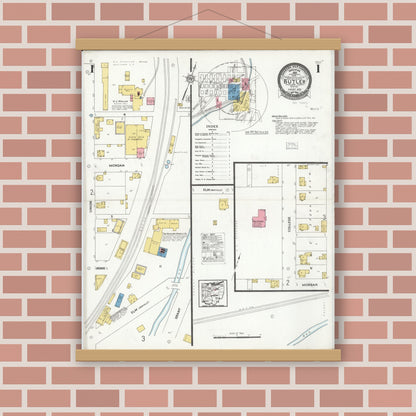 Old map wall art mockup — magnetic wood frame on brick wall — Sanborn Fire Insurance Map from Butler, Richland County, Ohio (1926) - Complete Map Set