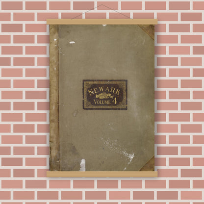 Old map wall art mockup — magnetic wood frame on brick wall — Sanborn Fire Insurance Map from Newark, Essex County, New Jersey (1909), Sheet #0001