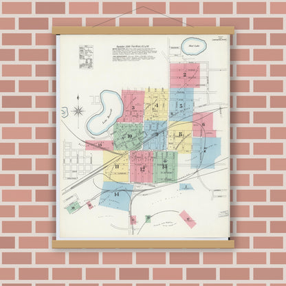 Old map wall art mockup — magnetic wood frame on brick wall — Sanborn Fire Insurance Map from Ishpeming, Marquette County, Michigan (1897), Sheet #0001