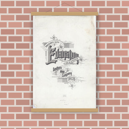 Old map wall art mockup — magnetic wood frame on brick wall — Sanborn Fire Insurance Map from Evanston, Cook County, Illinois (1920), Sheet #0001
