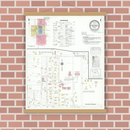 Old map wall art mockup — magnetic wood frame on brick wall — Sanborn Fire Insurance Map from Concordia, Lafayette County, Missouri (1940) - Complete Map Set