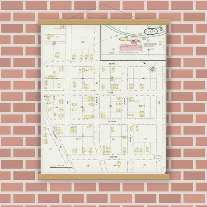 Old map wall art mockup — magnetic wood frame on brick wall — Sanborn Fire Insurance Map from Dover, Morris County, New Jersey (1896) - Complete Map Set