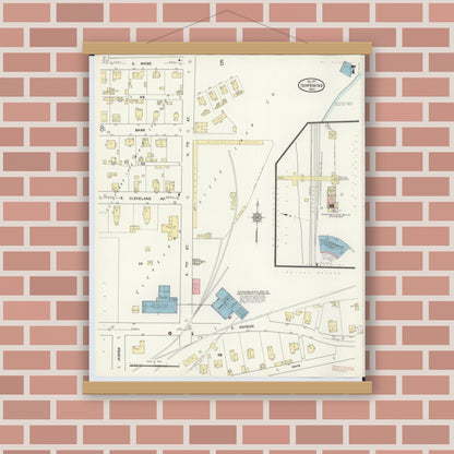 Old map wall art mockup — magnetic wood frame on brick wall — Sanborn Fire Insurance Map from Ishpeming, Marquette County, Michigan (1911), Sheet #0007
