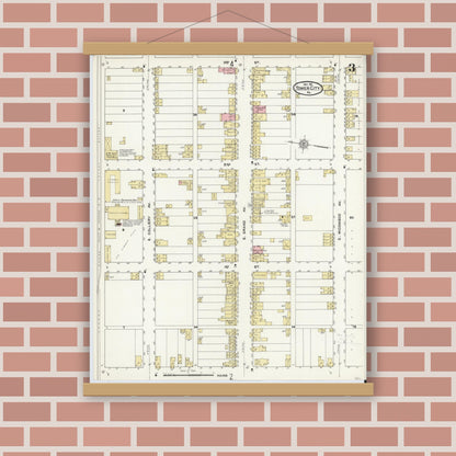 Old map wall art mockup — magnetic wood frame on brick wall — Sanborn Fire Insurance Map from Tower City, Schuylkill County, Pennsylvania (1911), Sheet #0003