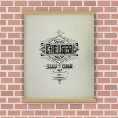 Old map wall art mockup — magnetic wood frame on brick wall — Sanborn Fire Insurance Map from Chelsea, Suffolk County, Massachusetts (1911), Sheet #0001