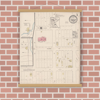 Old map wall art mockup — magnetic wood frame on brick wall — Sanborn Fire Insurance Map from Cohasset, Itasca County, Minnesota (1922) - Complete Map Set