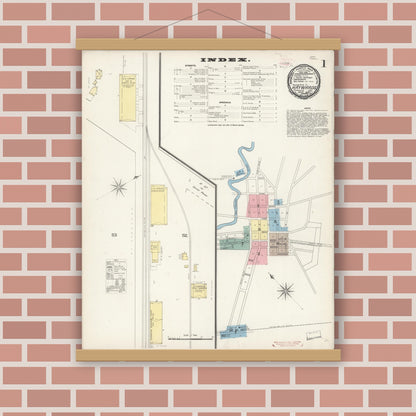 Old map wall art mockup — magnetic wood frame on brick wall — Sanborn Fire Insurance Map from Hayward, Alameda County, California (1893) - Complete Map Set