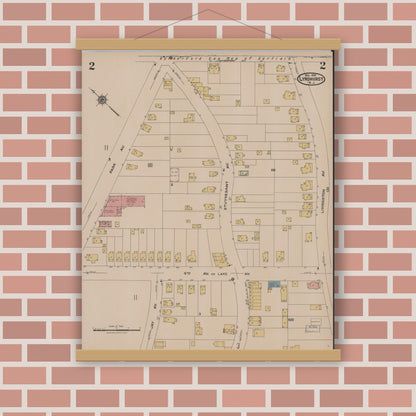 Old map wall art mockup — magnetic wood frame on brick wall — Sanborn Fire Insurance Map from Lyndhurst, Bergen County, New Jersey (1922) - Complete Map Set