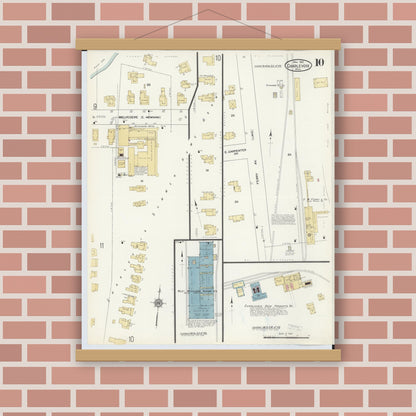Old map wall art mockup — magnetic wood frame on brick wall — Sanborn Fire Insurance Map from Charlevoix, Charlevoix County, Michigan (1912), Sheet #0010