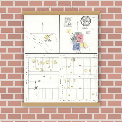 Old map wall art mockup — magnetic wood frame on brick wall — Sanborn Fire Insurance Map from Corte Madera, Marin County, California (1909) - Complete Map Set