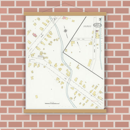 Old map wall art mockup — magnetic wood frame on brick wall — Sanborn Fire Insurance Map from Forestville, Chautauqua County, New York (1912), Sheet #0003