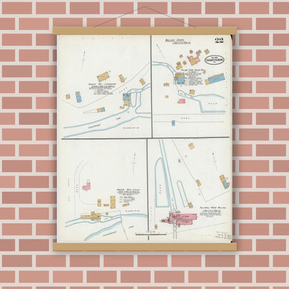 Old map wall art mockup — magnetic wood frame on brick wall — Sanborn Fire Insurance Map from Chambersburg, Franklin County, Pennsylvania (1899), Sheet #0022