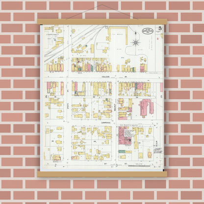Old map wall art mockup — magnetic wood frame on brick wall — Sanborn Fire Insurance Map from Appleton, Outagamie County, Wisconsin (1901), Sheet #0005
