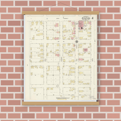 Old map wall art mockup — magnetic wood frame on brick wall — Sanborn Fire Insurance Map from Georgetown, Brown County, Ohio (1912), Sheet #0004
