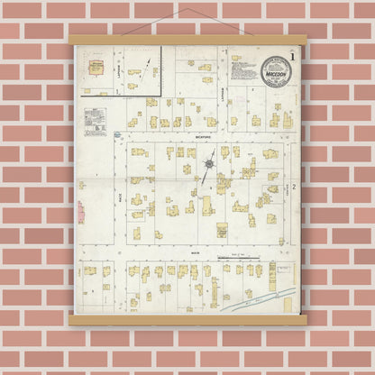 Old map wall art mockup — magnetic wood frame on brick wall — Sanborn Fire Insurance Map from Macedon, Wayne County, New York (1912) - Complete Map Set