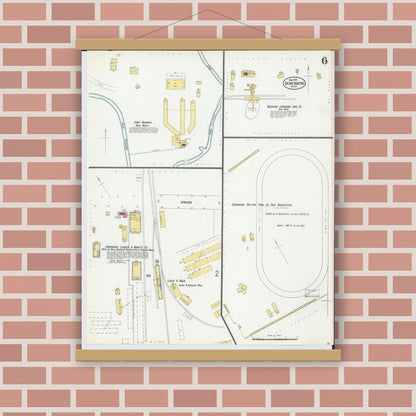 Old map wall art mockup — magnetic wood frame on brick wall — Sanborn Fire Insurance Map from Sebewaing, Huron County, Michigan (1901), Sheet #0006