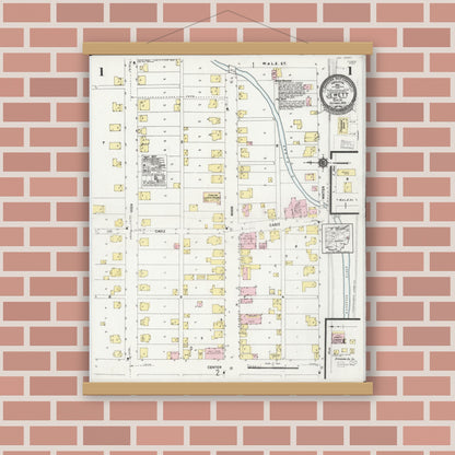 Old map wall art mockup — magnetic wood frame on brick wall — Sanborn Fire Insurance Map from Jewett, Harrison County, Ohio (1924) - Complete Map Set