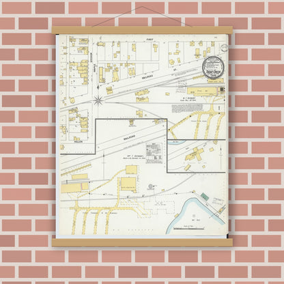 Old map wall art mockup — magnetic wood frame on brick wall — Sanborn Fire Insurance Map from Trout Creek, Ontonagon County, Michigan (1900), Sheet #0001