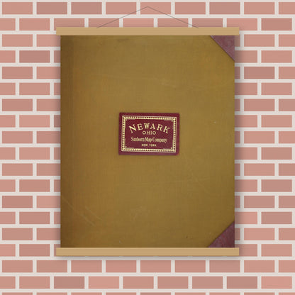 Old map wall art mockup — magnetic wood frame on brick wall — Sanborn Fire Insurance Map from Newark, Licking County, Ohio (1961), Sheet #0001