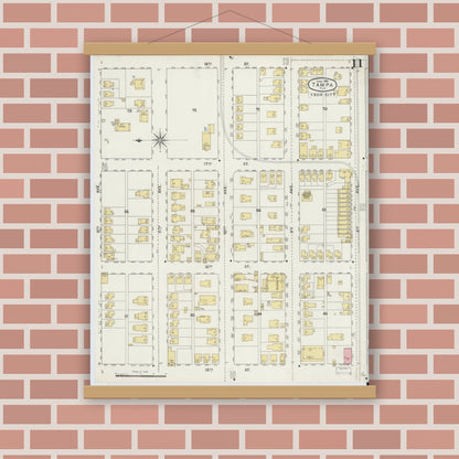 Old map wall art mockup — magnetic wood frame on brick wall — Sanborn Fire Insurance Map from Tampa, Hillsborough County, Florida (1895), Sheet #0015