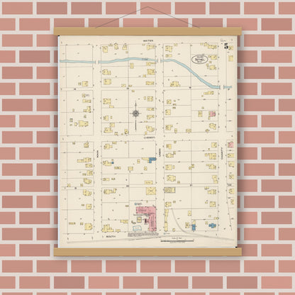 Old map wall art mockup — magnetic wood frame on brick wall — Sanborn Fire Insurance Map from Bethel, Clermont County, Ohio (1922), Sheet #0005