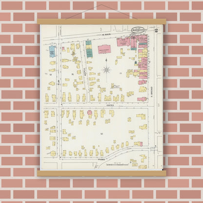 Old map wall art mockup — magnetic wood frame on brick wall — Sanborn Fire Insurance Map from Norwich, Chenango County, New York (1892) - Complete Map Set