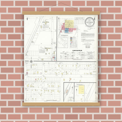 Old map wall art mockup — magnetic wood frame on brick wall — Sanborn Fire Insurance Map from Quitaque, Briscoe County, Texas (1936) - Complete Map Set