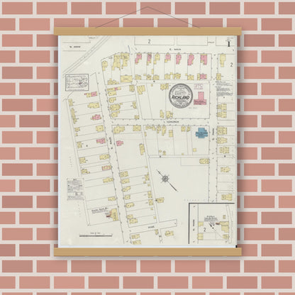 Old map wall art mockup — magnetic wood frame on brick wall — Sanborn Fire Insurance Map from Richland, Lebanon County, Pennsylvania (1913) - Complete Map Set