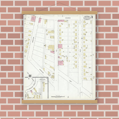 Old map wall art mockup — magnetic wood frame on brick wall — Sanborn Fire Insurance Map from Zeigler, Franklin County, Illinois (1921), Sheet #0003