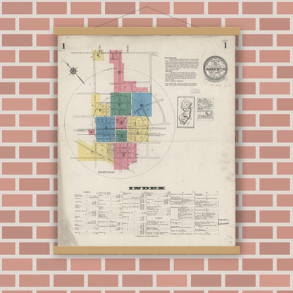 Old map wall art mockup — magnetic wood frame on brick wall — Sanborn Fire Insurance Map from Hammonton, Atlantic County, New Jersey (1923) - Complete Map Set