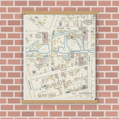 Old map wall art mockup — magnetic wood frame on brick wall — Sanborn Fire Insurance Map from Lockland, Hamilton County, Ohio (1886), Sheet #0002
