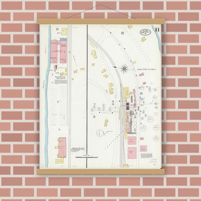 Old map wall art mockup — magnetic wood frame on brick wall — Sanborn Fire Insurance Map from Oil City, Venango County, Pennsylvania (1906), Sheet #0011