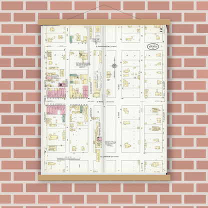 Old map wall art mockup — magnetic wood frame on brick wall — Sanborn Fire Insurance Map from Maroa, Macon County, Illinois (1910), Sheet #0002
