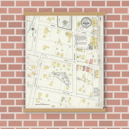 Old map wall art mockup — magnetic wood frame on brick wall — Sanborn Fire Insurance Map from Dunedin, Pinellas County, Florida (1917) - Complete Map Set