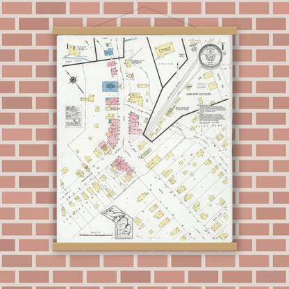 Old map wall art mockup — magnetic wood frame on brick wall — Sanborn Fire Insurance Map from Olivet, Eaton County, Michigan (1927) - Complete Map Set